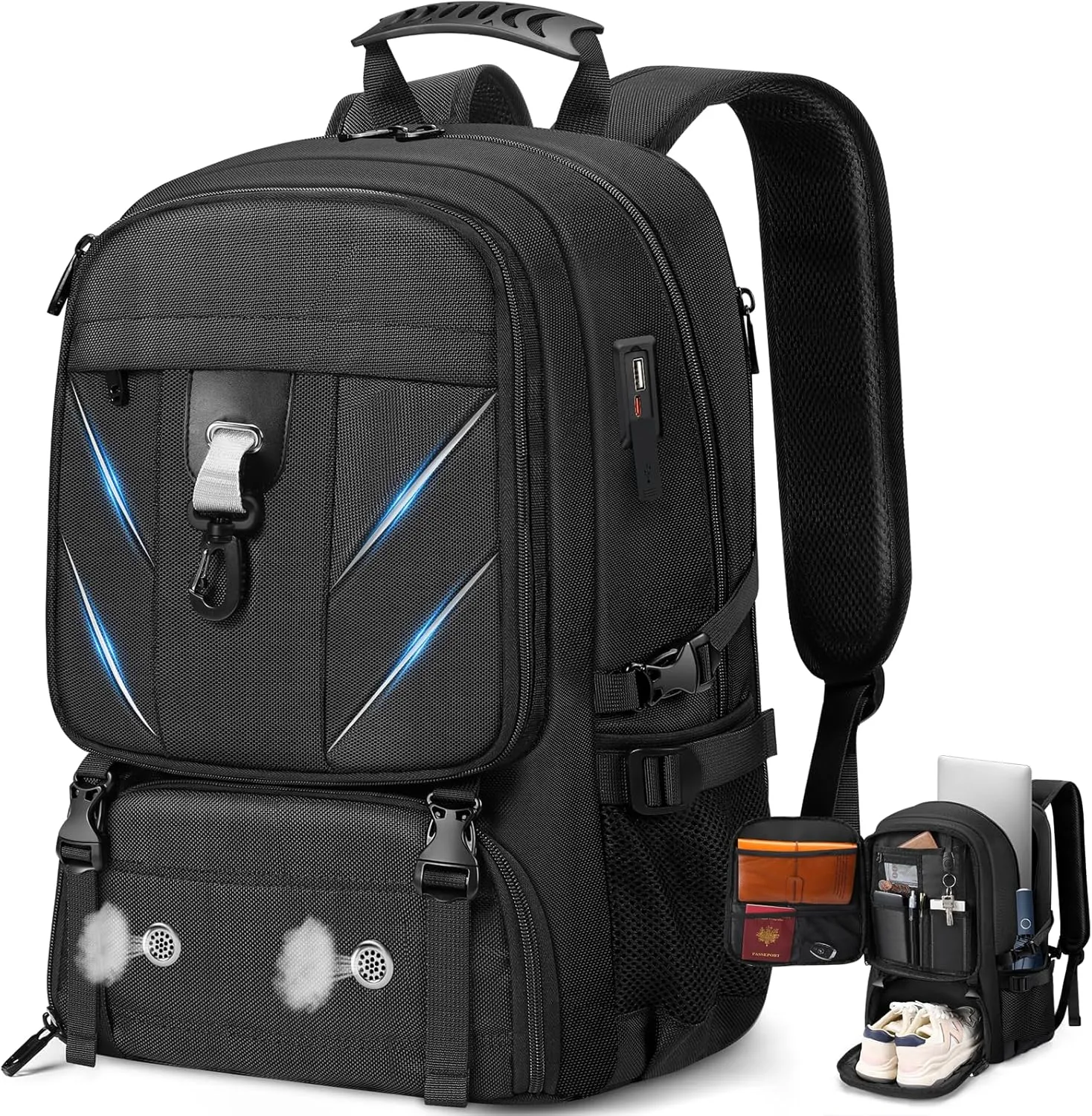 17.3 Inch Travel Laptop Backpack with Shoe Compartment,Water Resistant Anti Theft Bag with USB Charging Port,50L Backpacks Compartmentsfor Men Women