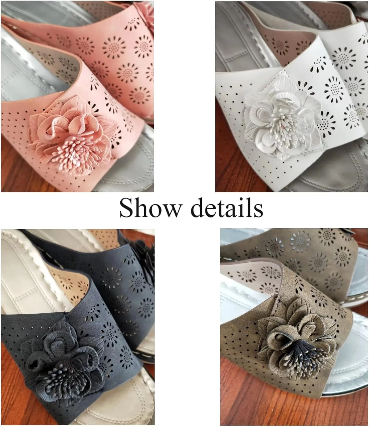 3D Floral Cutout Women's Leather Soft Insole Orthopedic Arch Support Sandals, Retro Bohemian Wedge Slippers, Suede Moccasins.