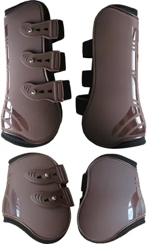 4 Pcs Horse Tendon Boots,Open Front Hind Horse Hard Shell and Fastening Leg Brace Guard Boots for Jumping Trail Riding and Turnout