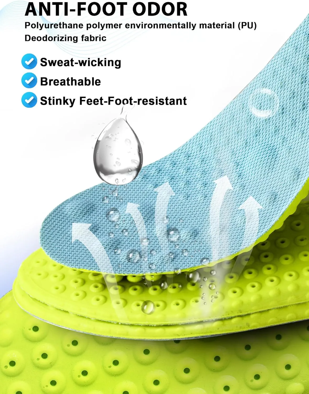 4D Cloud Soles Insoles for Men and Women,Soft Shock Absorption Massage Insoles -Comfort Sports Shoe Inserts Arch Support Insoles, Work Boot Shoe Insole (Blue, M Men 8~9 /Women 9.5)