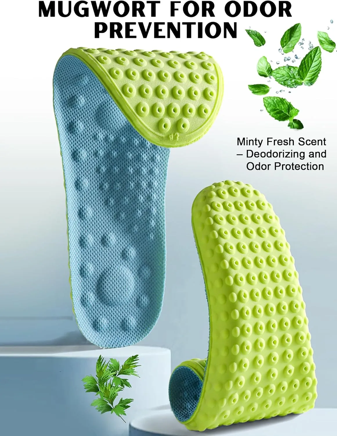 4D Cloud Soles Insoles for Men and Women,Soft Shock Absorption Massage Insoles -Comfort Sports Shoe Inserts Arch Support Insoles, Work Boot Shoe Insole (Blue, M Men 8~9 /Women 9.5)