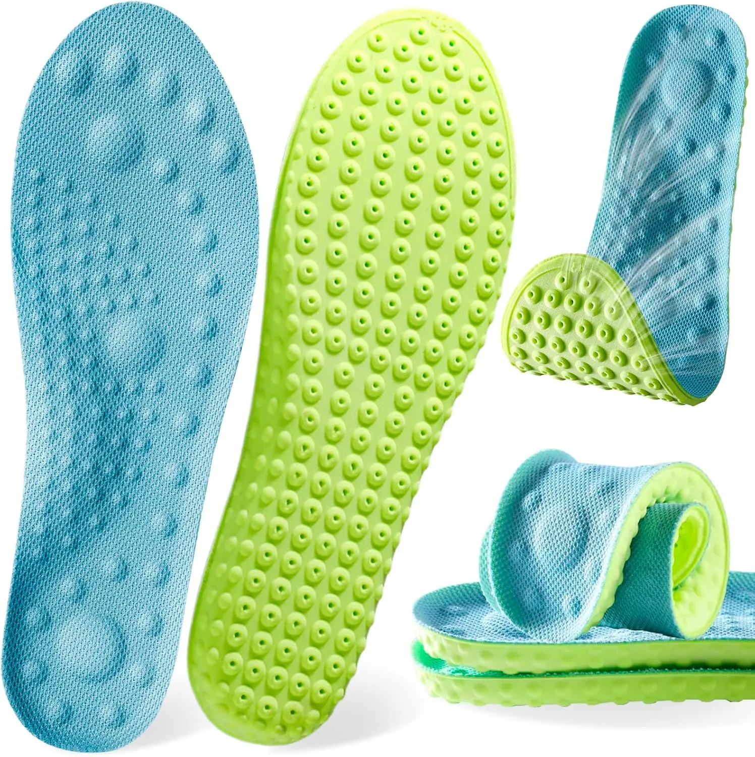 4D Cloud Soles Insoles for Men and Women,Soft Shock Absorption Massage Insoles -Comfort Sports Shoe Inserts Arch Support Insoles, Work Boot Shoe Insole (Blue, M Men 8~9 /Women 9.5)