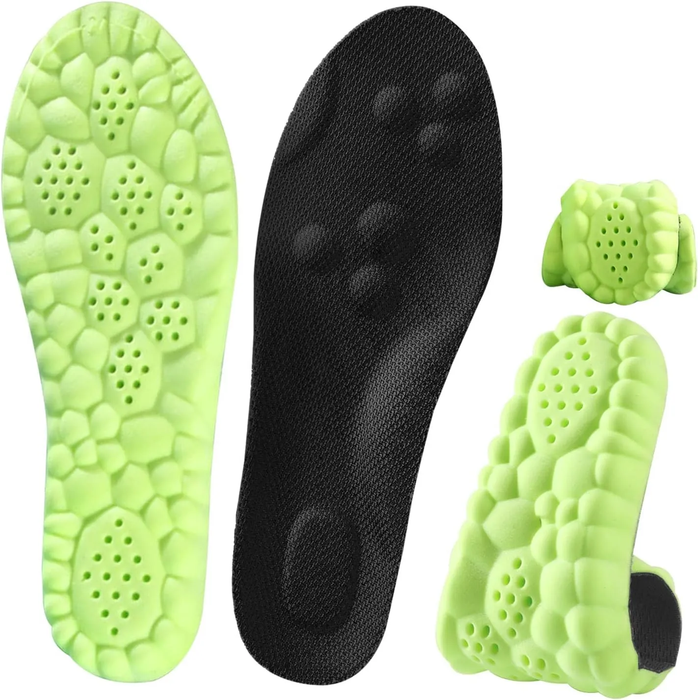 4D Cloud Soles Kids Insoles - Children's Plantar Fasciitis Memory Foam Shoe Inserts- Arch Support Comfort Shoe Sole Insert for Sneakers (Black, Little Kid US 13-13.5 (7 1/2-7 5/8)=7.67in)