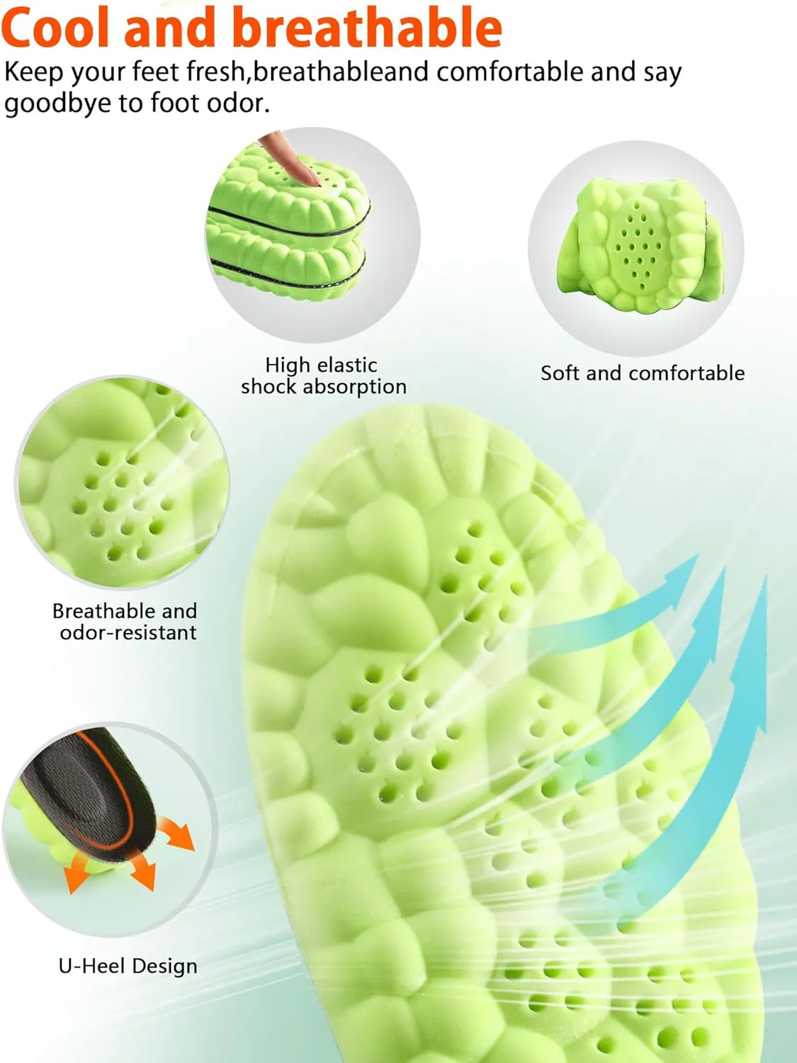 4D Cloud Soles Kids Insoles - Children's Plantar Fasciitis Memory Foam Shoe Inserts- Arch Support Comfort Shoe Sole Insert for Sneakers (Black, Little Kid US 13-13.5 (7 1/2-7 5/8)=7.67in)