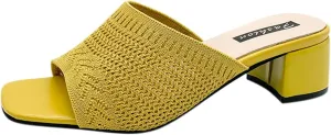 50S Low Heels Mules Crochet Slip On Chunky Sandals Outdoor Open Toe