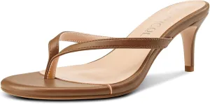 Aachcol Womens Open Toe Flip Flops Stiletto Backless Slippers Slip on Kitten Heel Thong Sandals Slides Party Dress Mules 2.6 Inches Heels