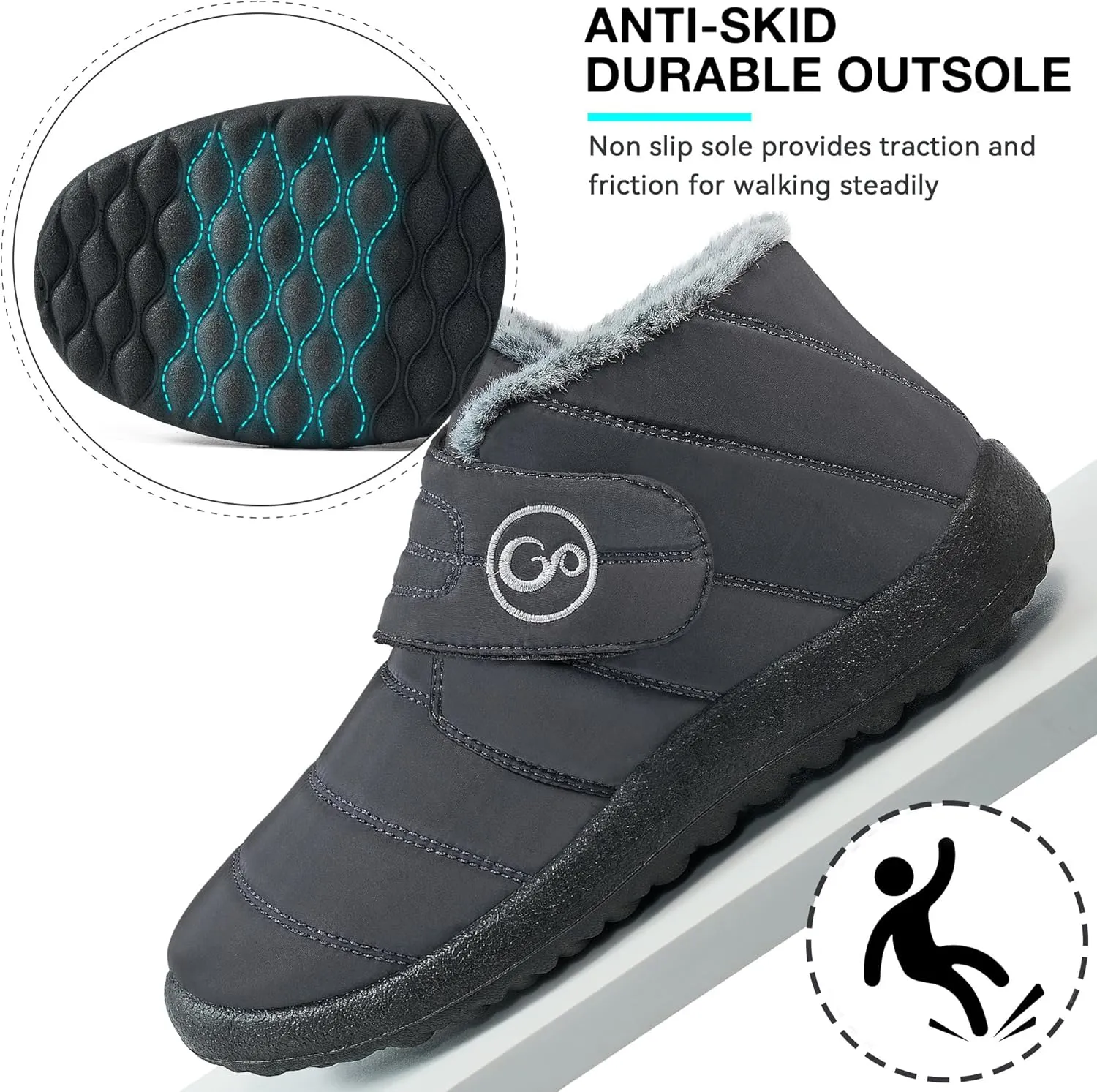 Almusen Womens Winter Snow Boots: Comfortable Warm Fur Lined Women Ankle Booties Waterproof Non Slip Hook Loop Lightweight Outdoor Short Boots