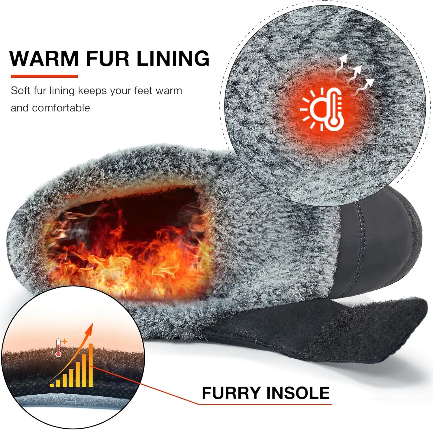 Almusen Womens Winter Snow Boots: Comfortable Warm Fur Lined Women Ankle Booties Waterproof Non Slip Hook Loop Lightweight Outdoor Short Boots