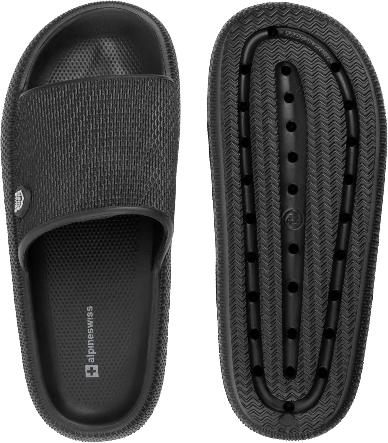 Alpine Swiss Omar Mens Slides Pillow Slippers for Men Ultra Cushioned Cloud Slides Waterproof Lightweight Sandals Quick Drying Non Slip Shower Shoes