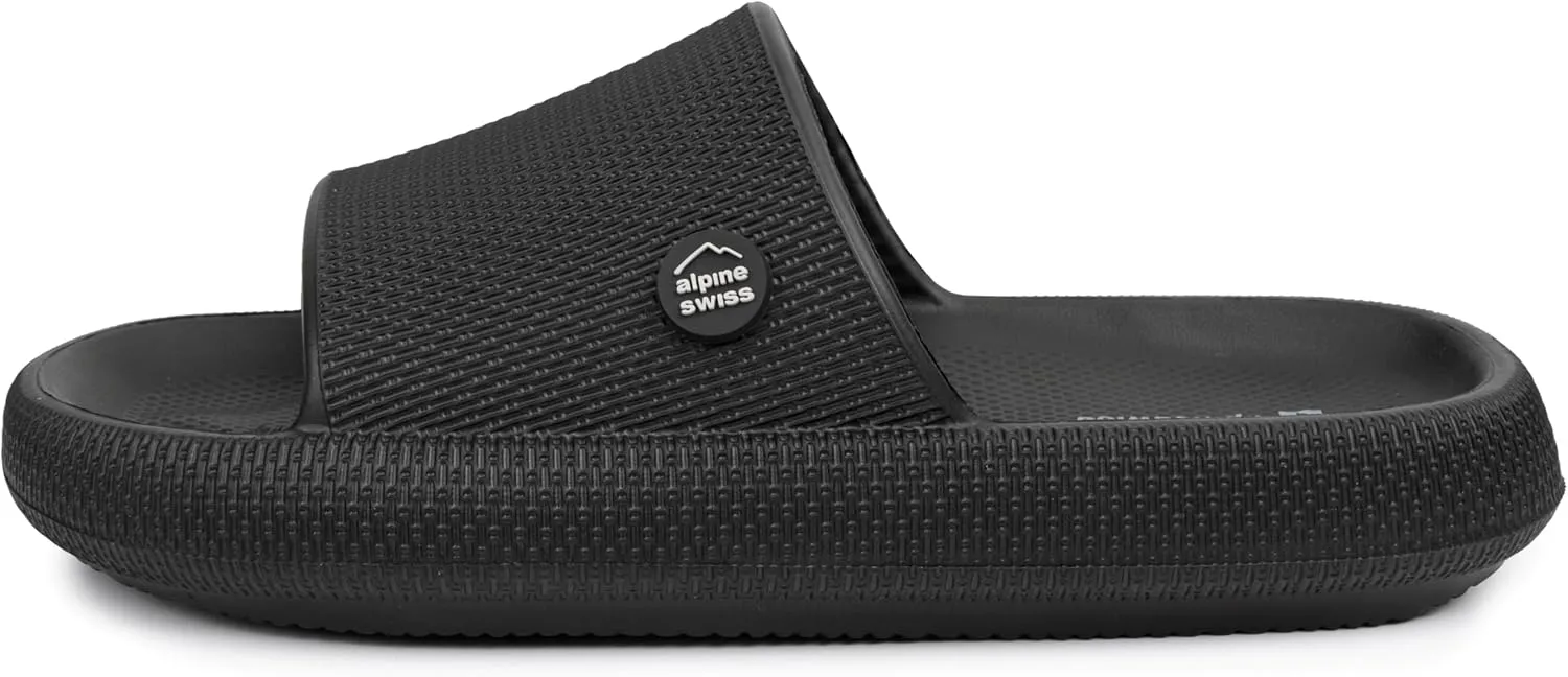 Alpine Swiss Omar Mens Slides Pillow Slippers for Men Ultra Cushioned Cloud Slides Waterproof Lightweight Sandals Quick Drying Non Slip Shower Shoes