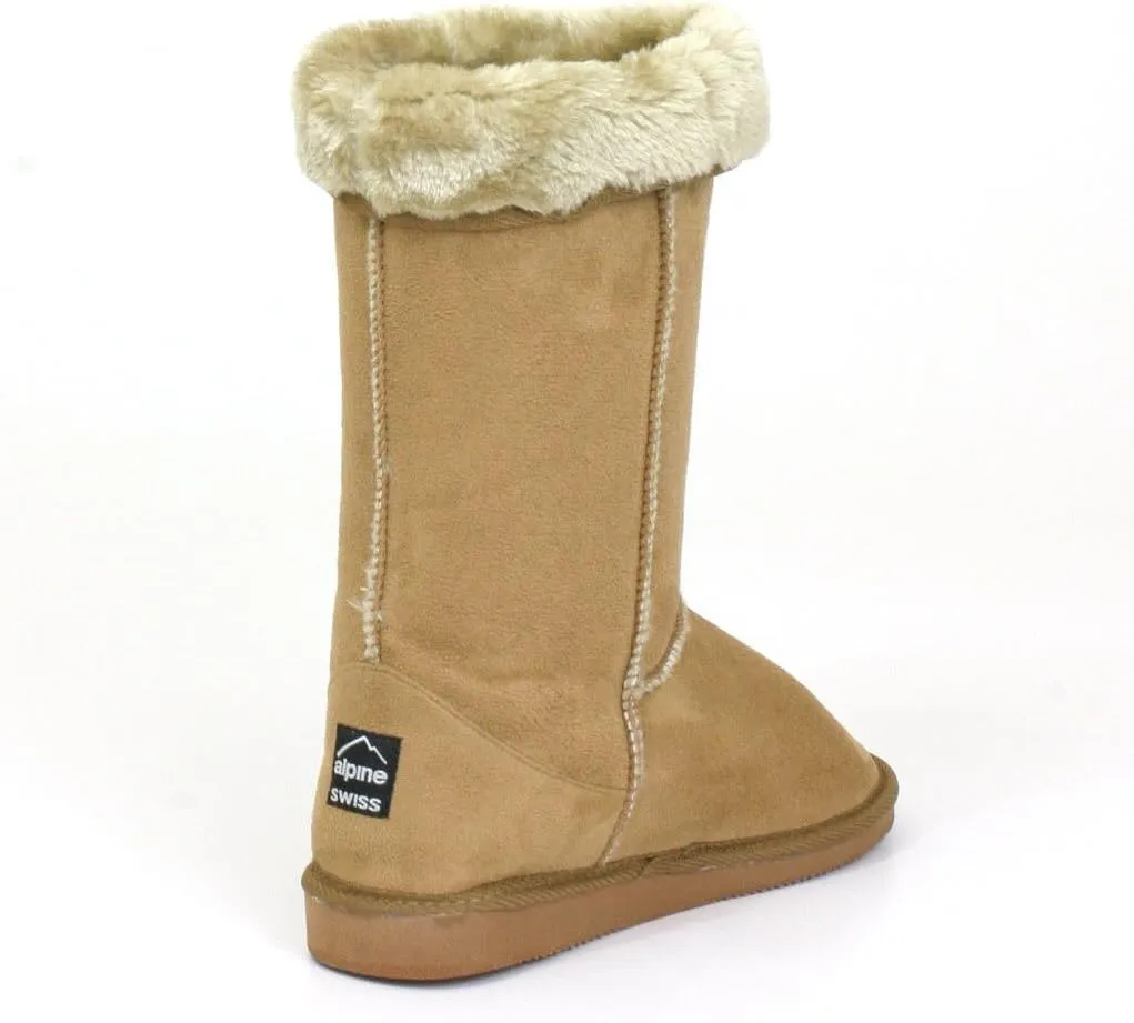 Alpine Swiss Womens 11” Tall Mid Calf Winter Boots Faux Shearling Aussie Classic