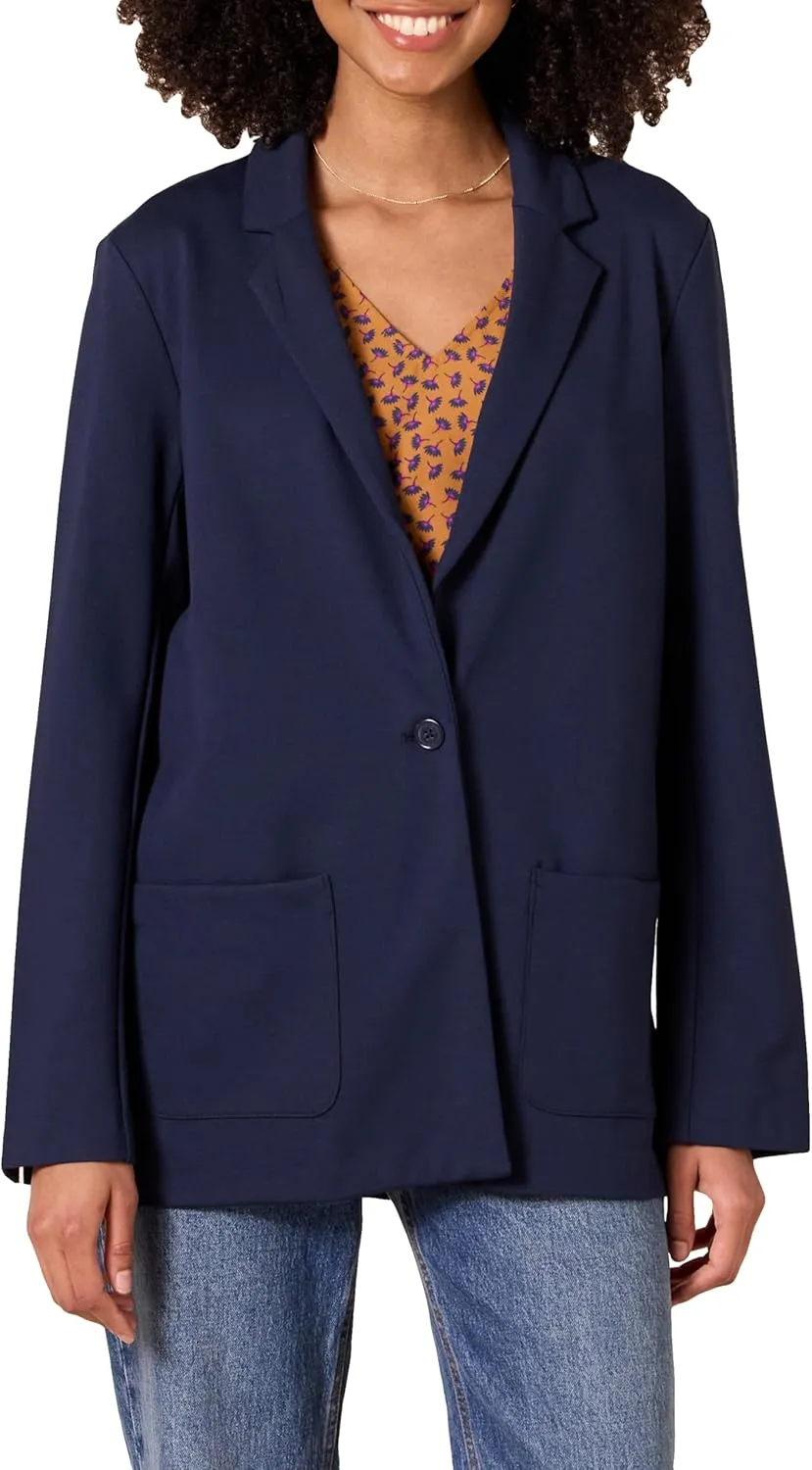 Amazon Essentials Women's Relaxed-Fit Soft Ponte Blazer