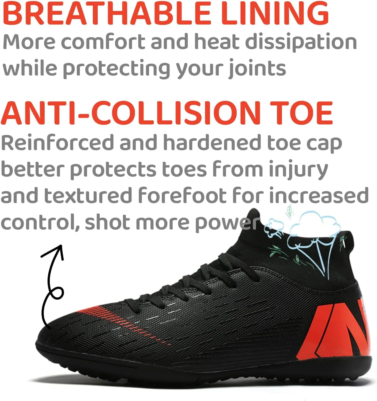 AMZ BSHIDA Indoor Soccer Shoes for Mens Youth Athletic Football Soccer Turf Cleats