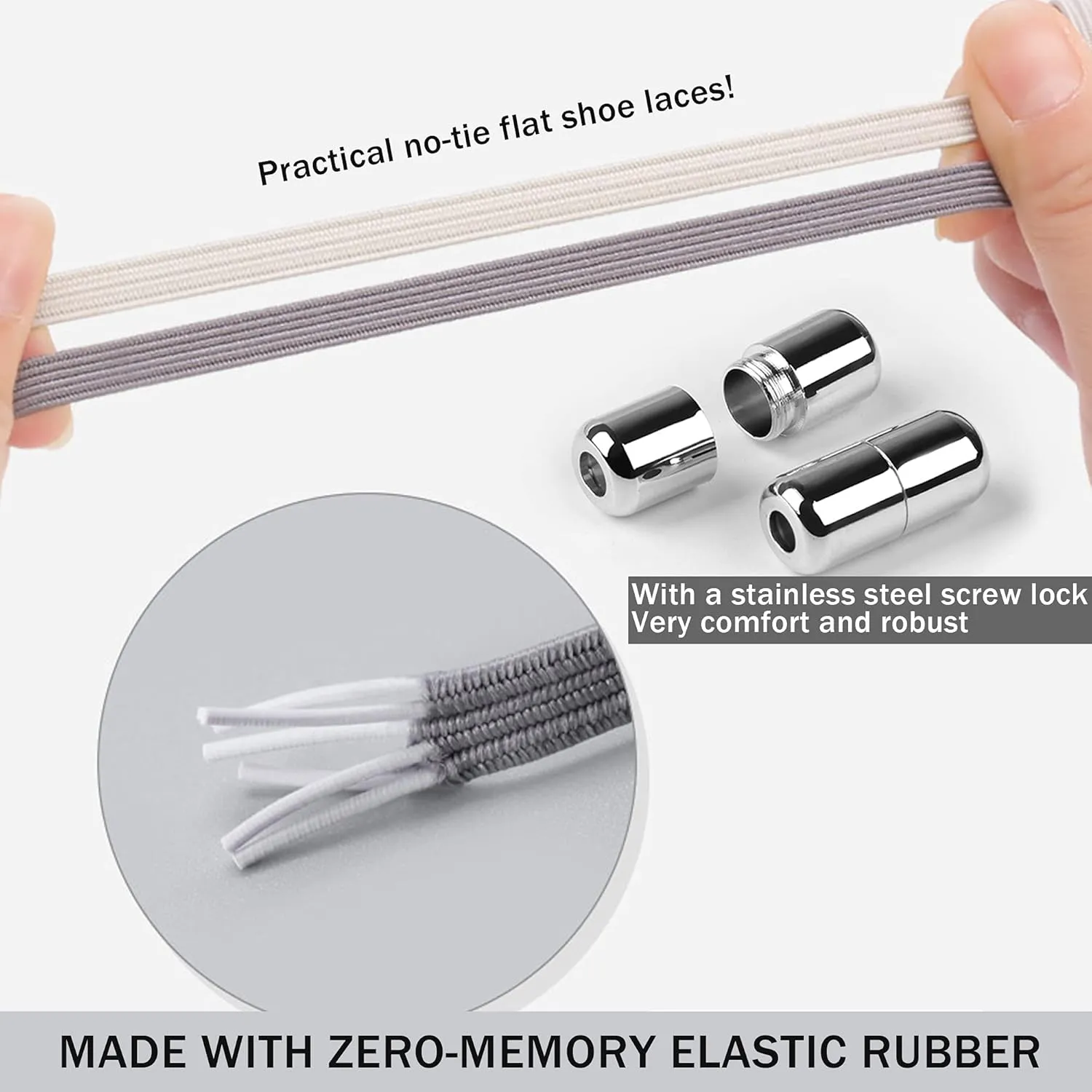 anan520 2 Pairs Elastic No Tie Shoelaces for Adults and Kids，Tieless Elastic Shoe Laces for Sneaker