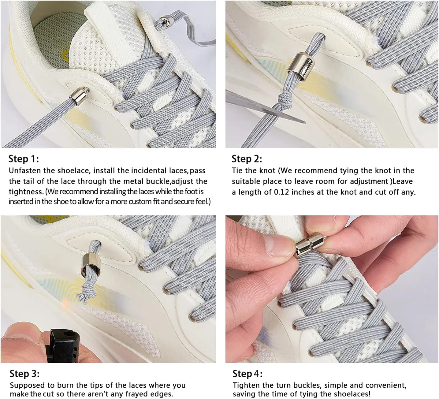 anan520 2 Pairs Elastic No Tie Shoelaces for Adults and Kids，Tieless Elastic Shoe Laces for Sneaker
