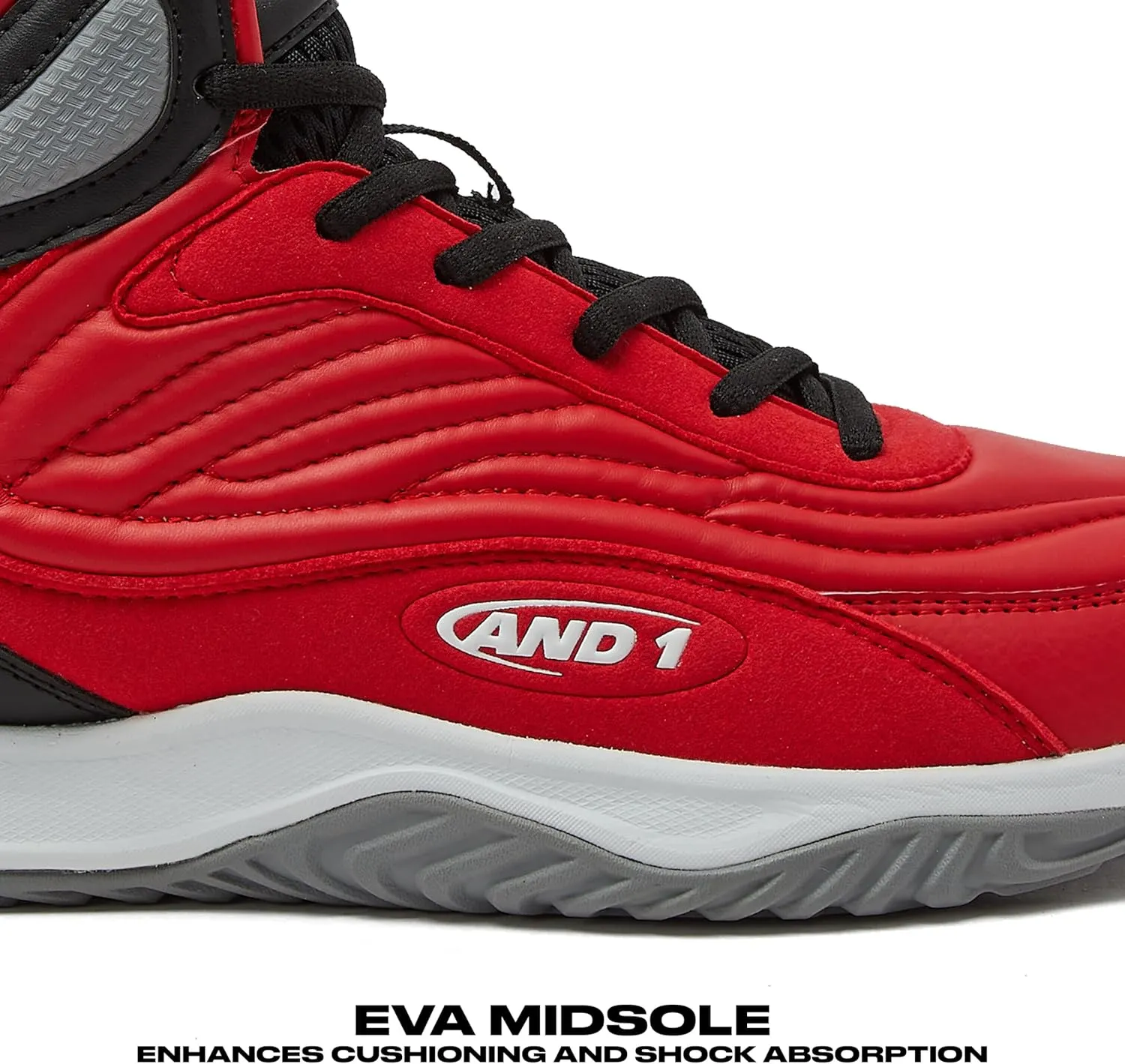 AND1 Pulse 3.0 Basketball Shoes for Men, Indoor or Outdoor, Street or Court Basketball Sneakers Men - Black, Red, or White Size 7 to 15