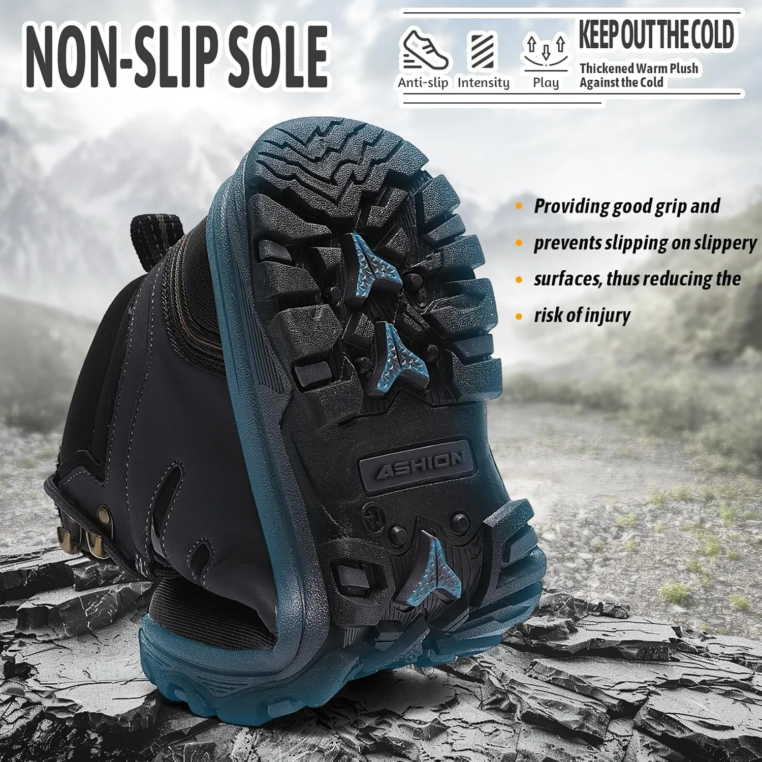 ASHION Mens Snow Boots Barefoot Winter Shoes Hiking Footwear Fur Lined Warm Ankle Boots Zero Drop Sole Comfortable Outdoor Walking Shoes Booties