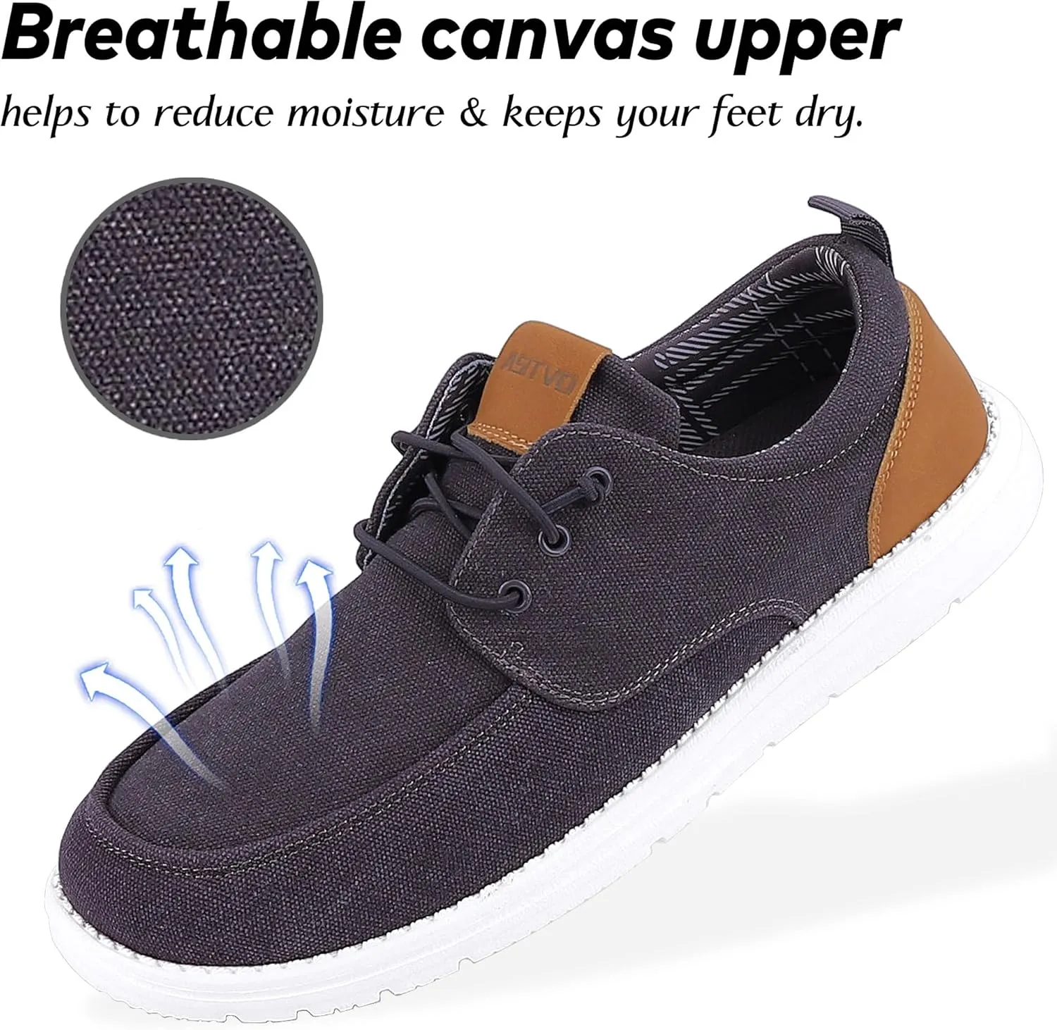 ASITVO Mens Wide Canvas Loafers Slip on Big Size Walking Shoes Width Toe Box Casual Dress Shoes