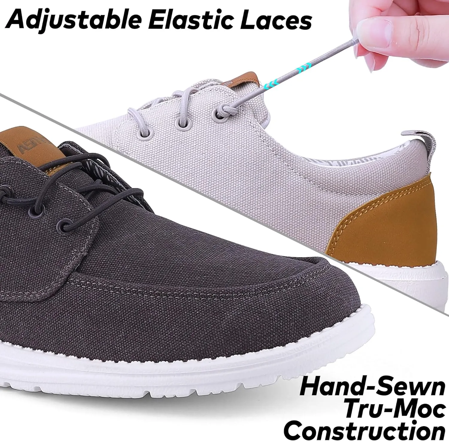 ASITVO Mens Wide Canvas Loafers Slip on Big Size Walking Shoes Width Toe Box Casual Dress Shoes