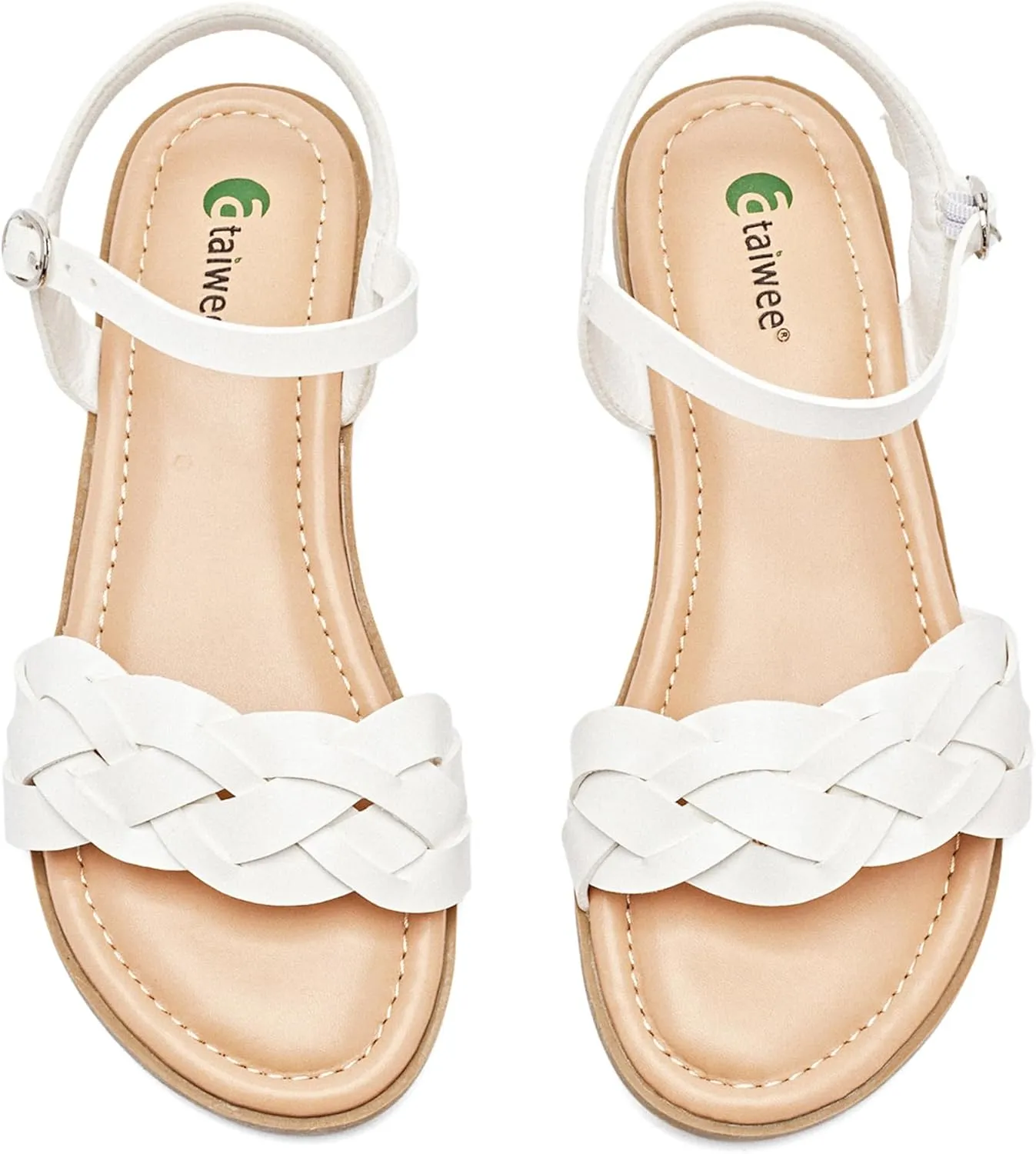 Ataiwee Women's Slide Flat Sandals - Comfortable Slip On Plait Toe Thong Strappy Spring Summer Shoes.