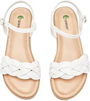 Ataiwee Women's Slide Flat Sandals - Comfortable Slip On Plait Toe Thong Strappy Spring Summer Shoes.