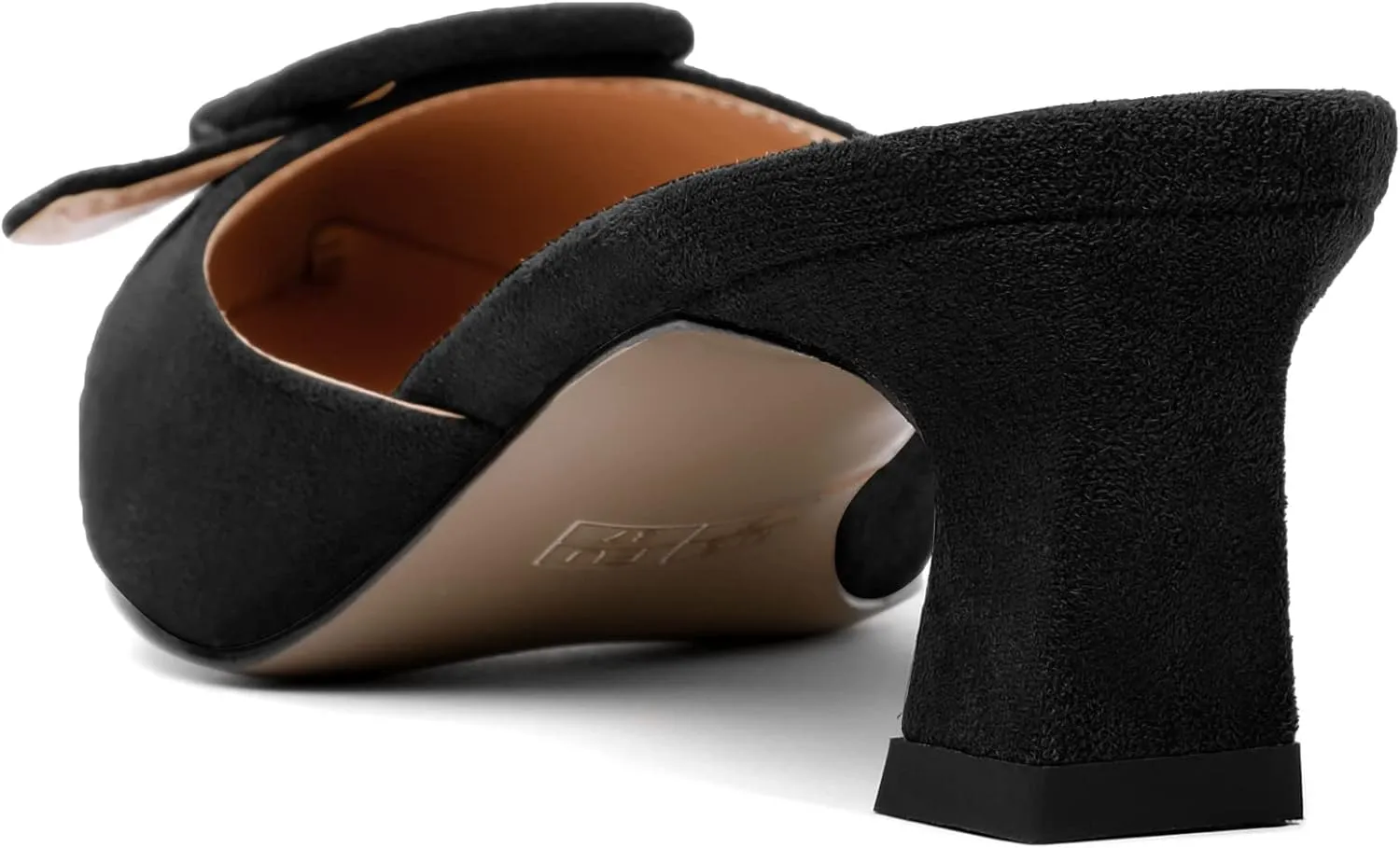 AUMOTE Women's Low Heel Mules Pointed Toe Kitten Heel Sandals Slip On Low Heeled Pump Solid Slippers for Dress Wedding Ladies Shoes 1.96 Inch