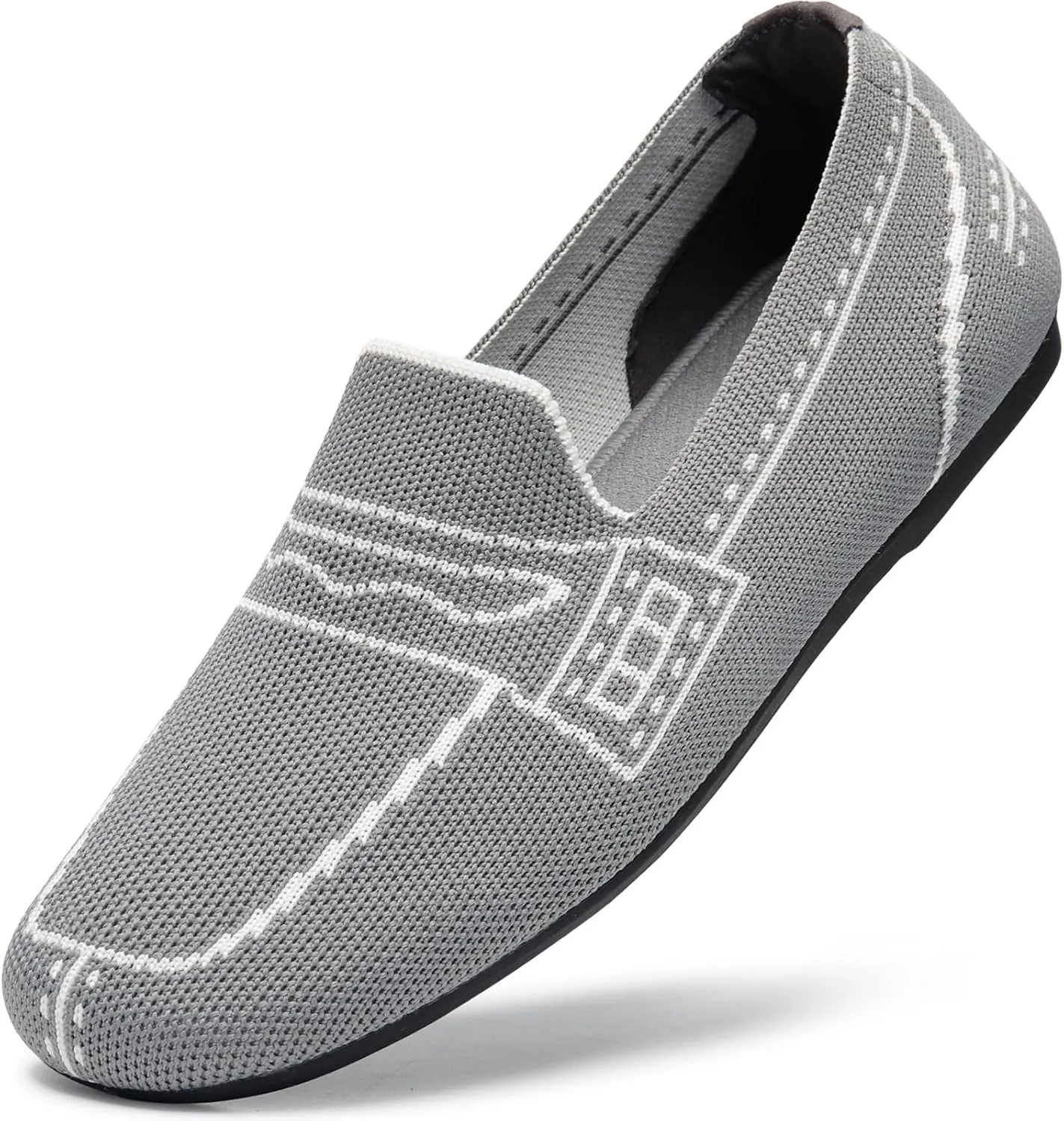 Bacia Wide Loafers for Women Knit Comfortable Business Casual Shoes Square Toe Dressy Flats