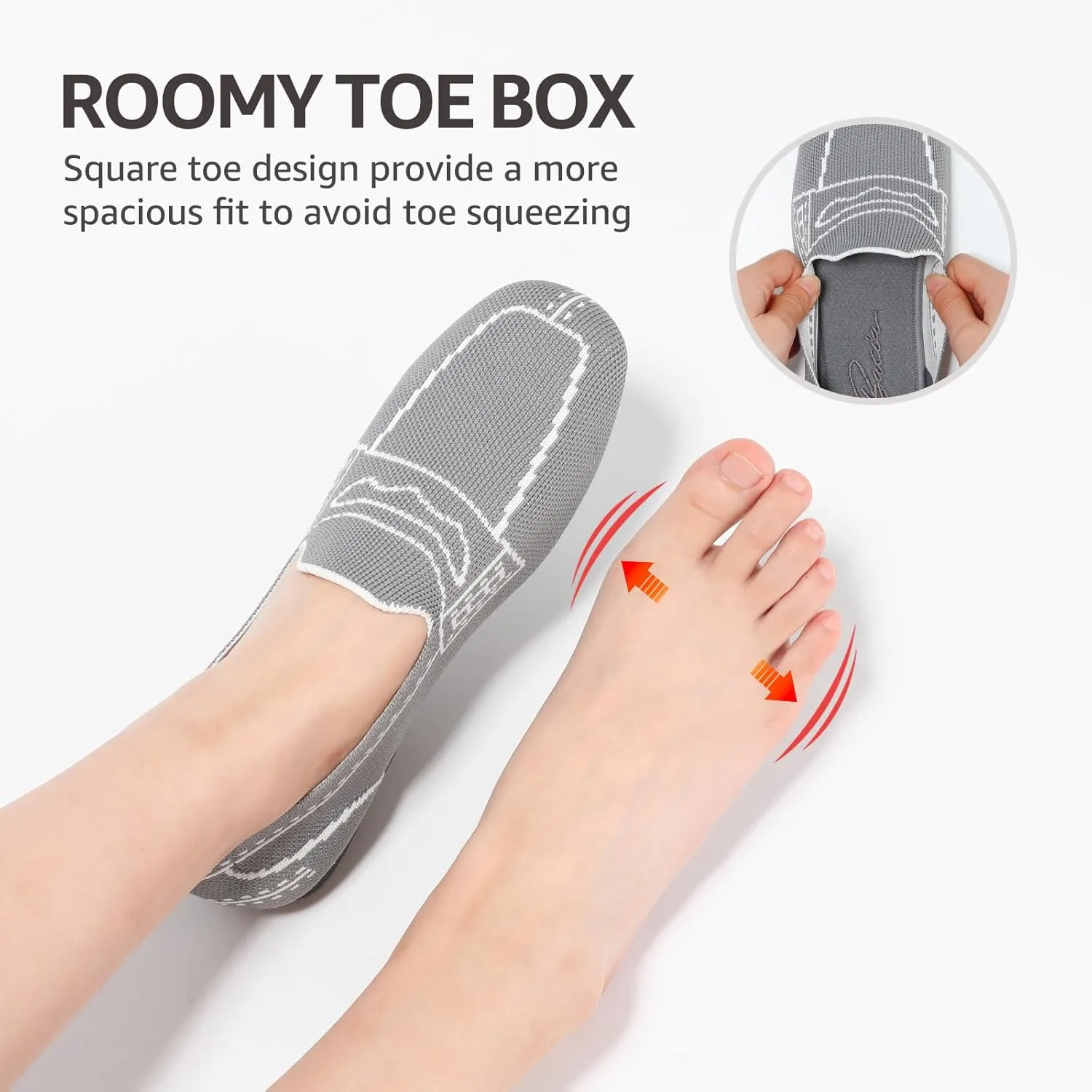 Bacia Wide Loafers for Women Knit Comfortable Business Casual Shoes Square Toe Dressy Flats