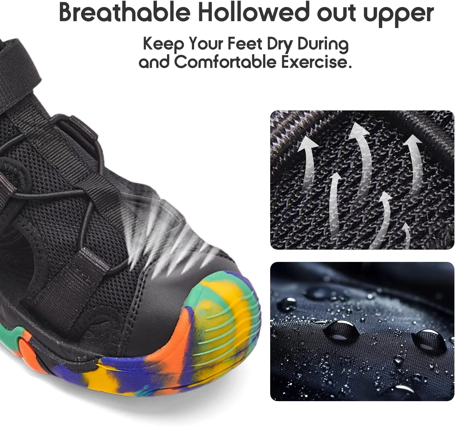 Balabala Kids Sandals Boys Girls Closed Toe Summer Outdoor Athletic Beaches Sandals Non-slip Hook and Loop