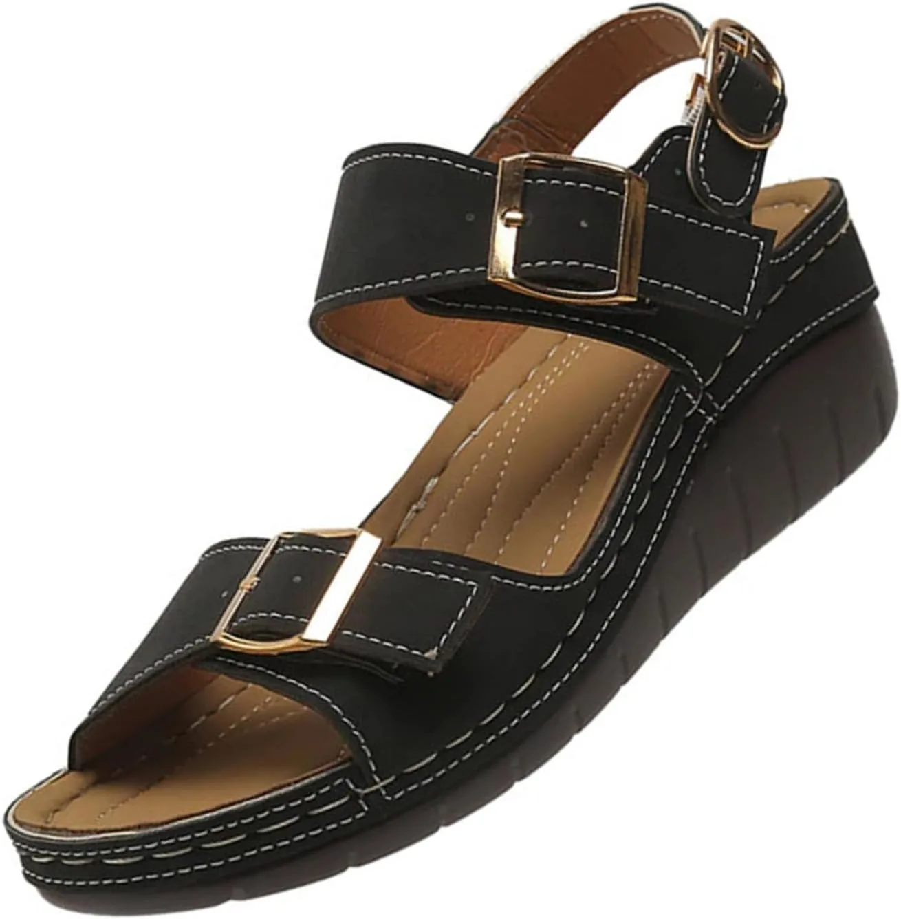 BBPM Womens Hiking Summer Sandals Orthopedic Shoes Comfort Elastic Slip-on Light Weight Slingback Casual Walking Sandals Women's Arch Support Sandals