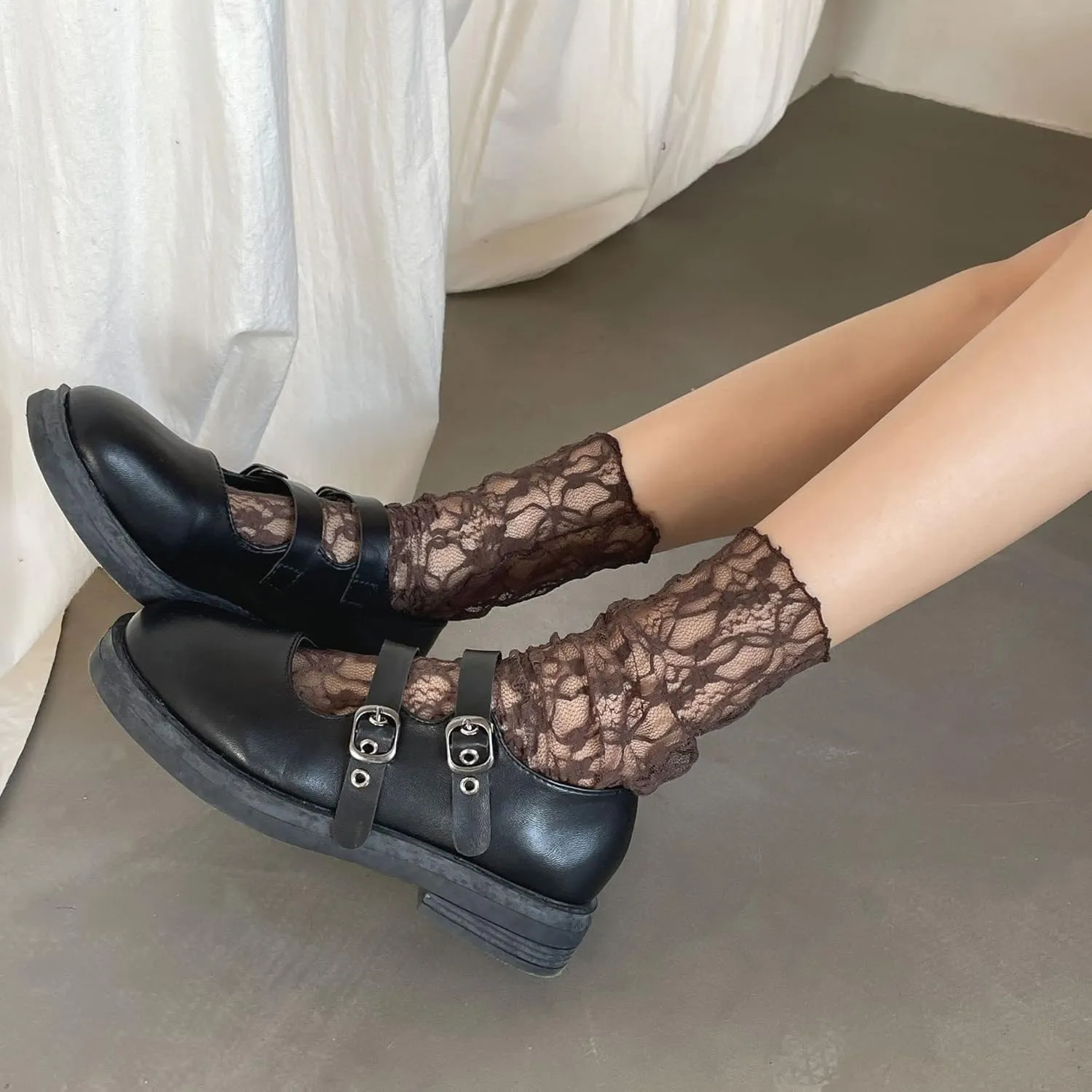 Benefeet Sheer Mesh Womens Girls Slouch Socks - See Through Transparent Loose Fancy Decorated Tulle Socks