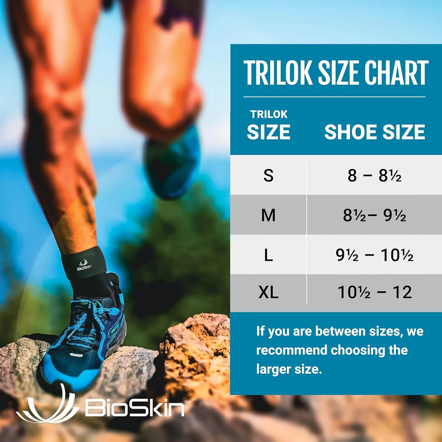 BioSkin TriLok Ankle Brace with Massage Ball - Ankle Brace for Women & Men, Sprained Ankle, Plantar Fasciitis Relief, Foot Arch Support, Peroneal Tendonitis Relief, & PTTD Support