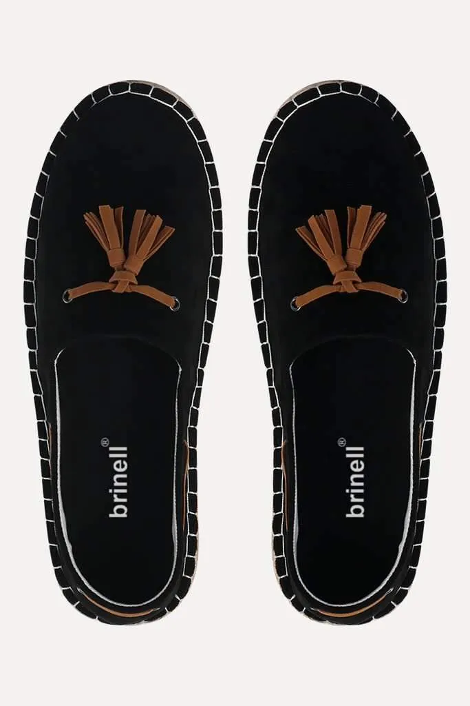 Black Suede Tassel Espadrilles