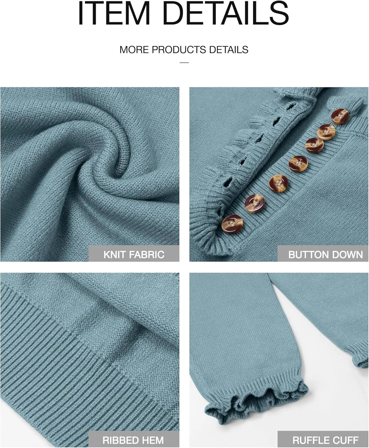 BTFBM Womens Sweaters Fall Winter Clothes 2025 Long Sleeve Button Down Ruffle Crew Neck Casual Knitted Pullover Tops