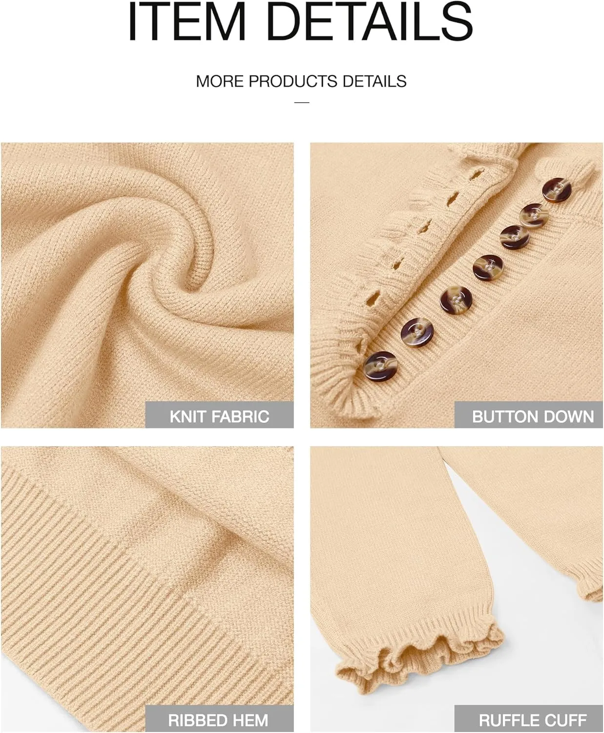 BTFBM Womens Sweaters Fall Winter Clothes 2025 Long Sleeve Button Down Ruffle Crew Neck Casual Knitted Pullover Tops