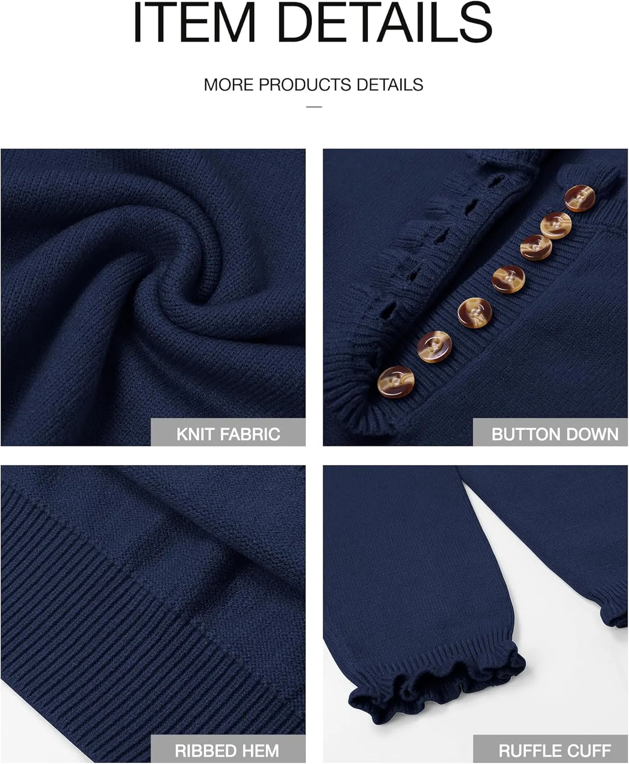 BTFBM Womens Sweaters Fall Winter Clothes 2025 Long Sleeve Button Down Ruffle Crew Neck Casual Knitted Pullover Tops