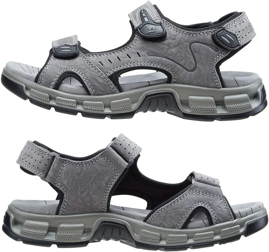 CAMEL CROWN Men's Leather Sandals Hiking Outdoor Water Beach Sports Mens Sandals for Summer with Open Toe Adjustable Straps