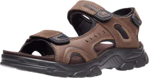 CAMEL CROWN Men's Leather Sandals Hiking Outdoor Water Beach Sports Mens Sandals for Summer with Open Toe Adjustable Straps