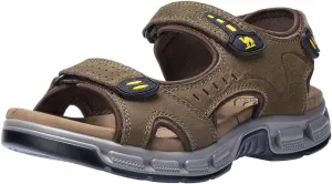 CAMEL CROWN Men's Leather Sandals Hiking Outdoor Water Beach Sports Mens Sandals for Summer with Open Toe Adjustable Straps