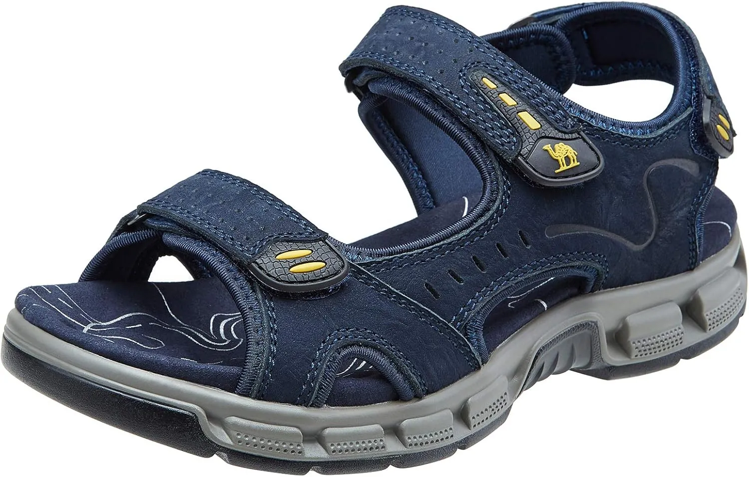 CAMEL CROWN Men's Leather Sandals Hiking Outdoor Water Beach Sports Mens Sandals for Summer with Open Toe Adjustable Straps