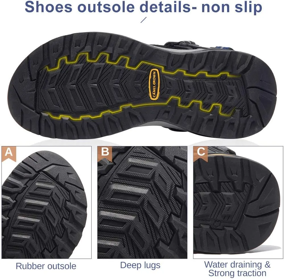 CAMEL CROWN Mens Waterproof Hiking Sandals with Arch Support Open Toe Summer Outdoor Beach Water Comfortable Sport Sandals