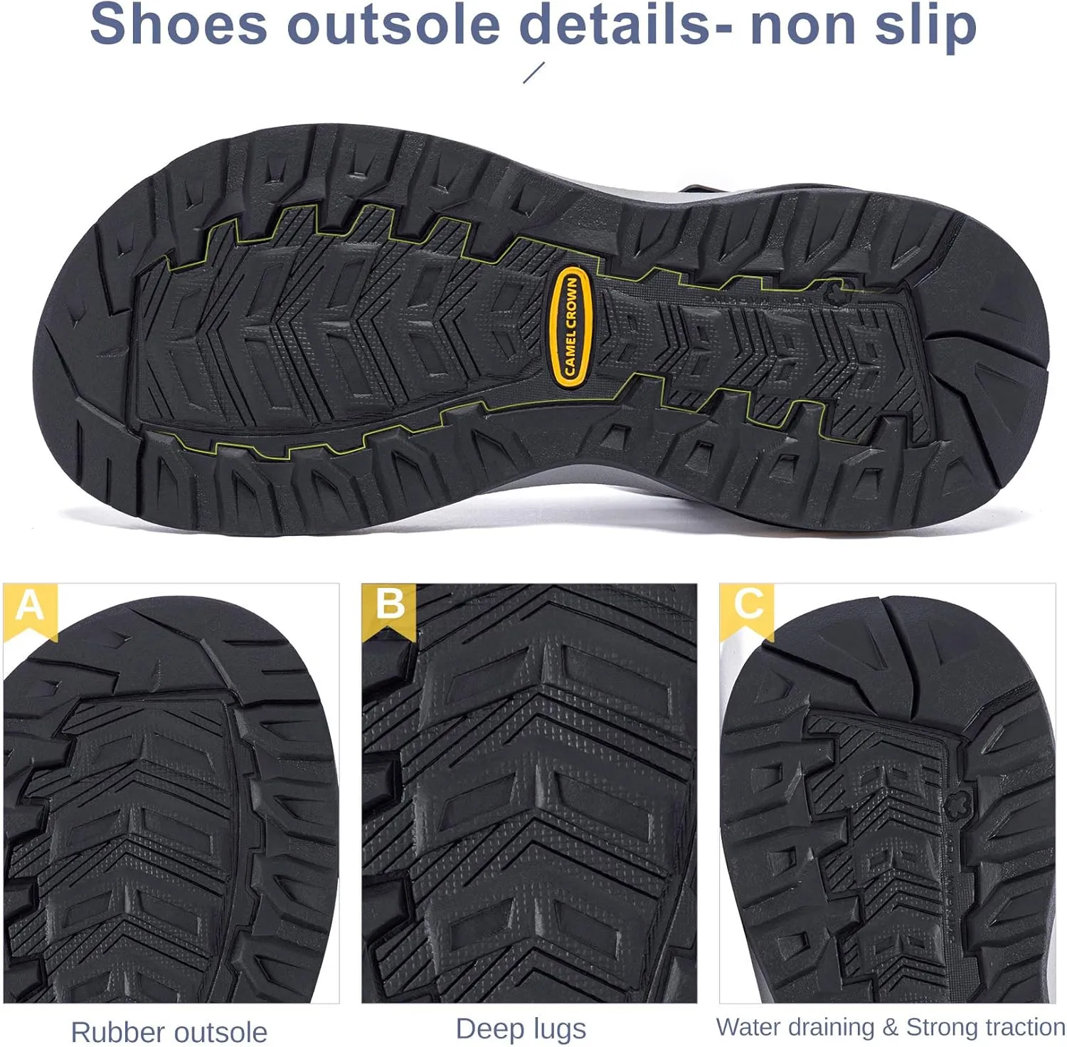 CAMEL CROWN Mens Waterproof Hiking Sandals with Arch Support Open Toe Summer Outdoor Beach Water Comfortable Sport Sandals