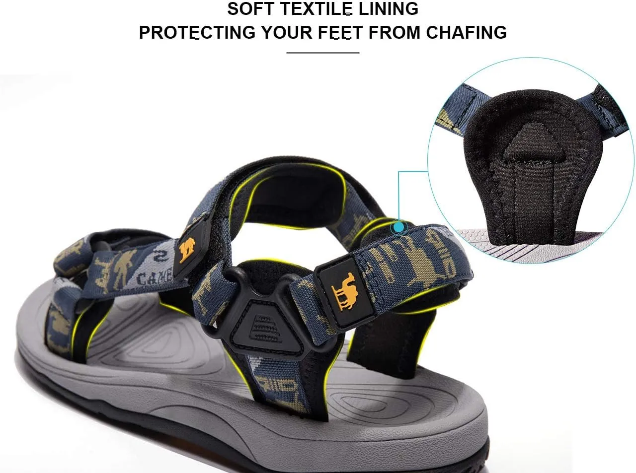 CAMEL CROWN Mens Waterproof Hiking Sandals with Arch Support Open Toe Summer Outdoor Beach Water Comfortable Sport Sandals