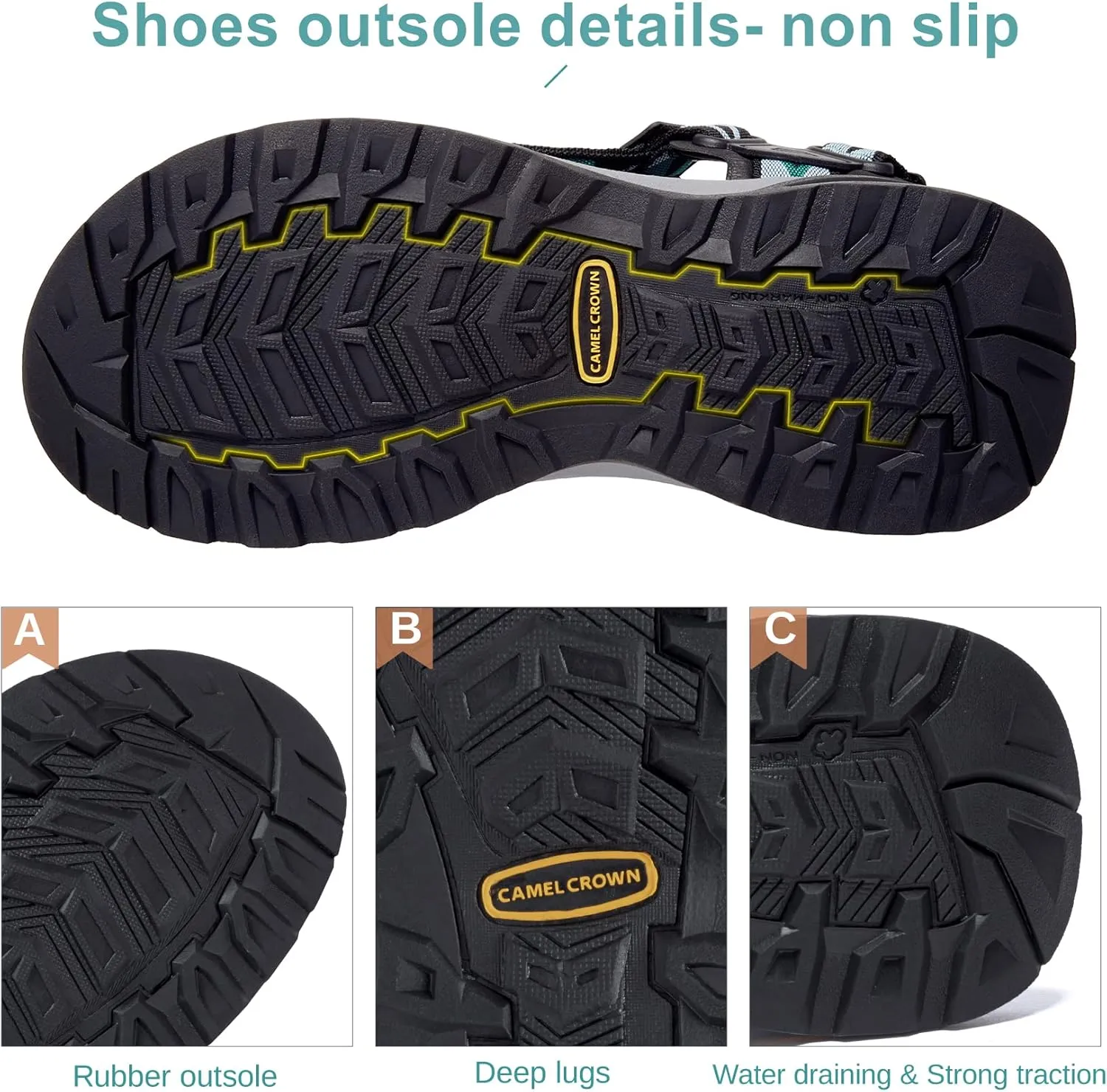 CAMEL CROWN Mens Waterproof Hiking Sandals with Arch Support Open Toe Summer Outdoor Beach Water Comfortable Sport Sandals
