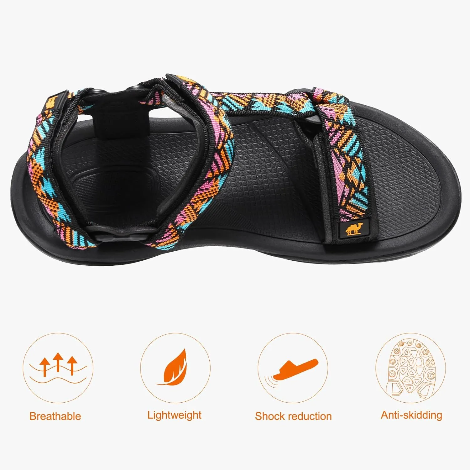 CAMEL CROWN Waterproof Hiking Sandals Women Arch Support Sport Comfortable Walking Water Sandals for Beach Travel Athletic