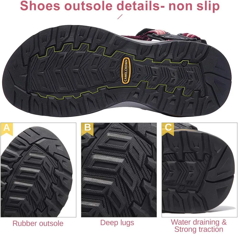 CAMEL CROWN Waterproof Hiking Sandals Women Arch Support Sport Comfortable Walking Water Sandals for Beach Travel Athletic