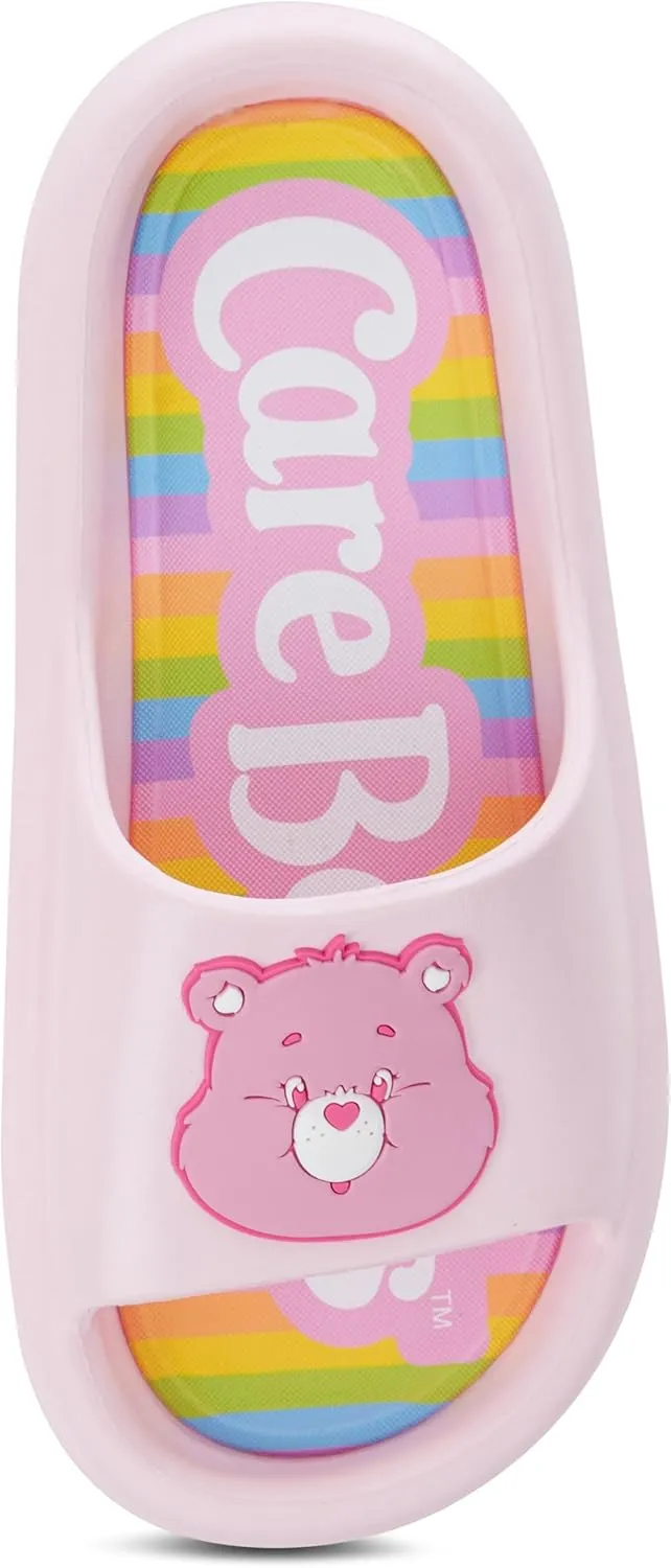 Care Bears Ladies Comfort Slides - Ladies Classic Comfort Foam Slide Sandals - Cheer Friend Funshine Good Luck Slip On Slides