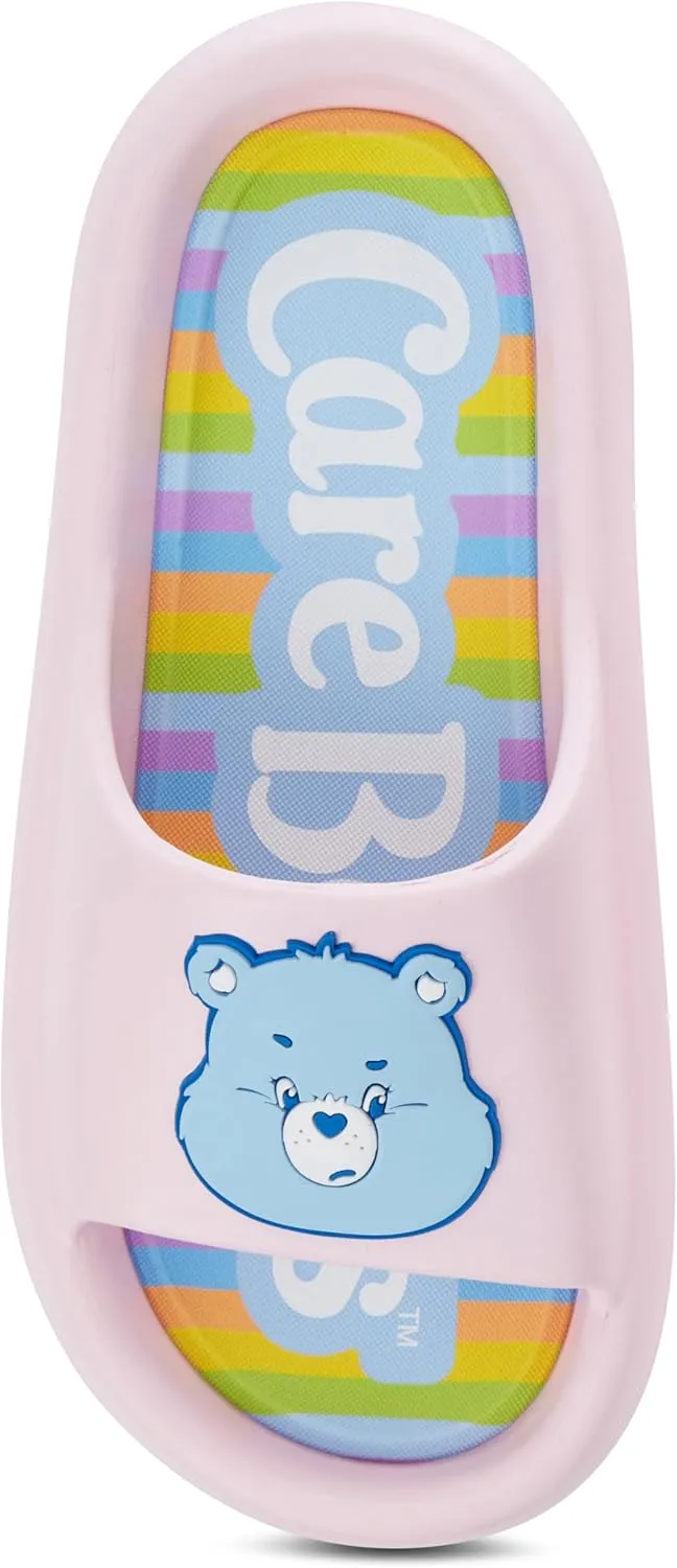 Care Bears Ladies Comfort Slides - Ladies Classic Comfort Foam Slide Sandals - Cheer Friend Funshine Good Luck Slip On Slides