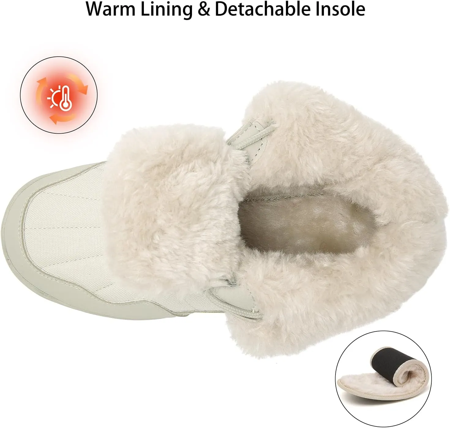 ChayChax Women's Winter Snow Boots with Fur Lined Lightweight Ankle Booties Anti Slip Comfortable Warm Winter Shoes