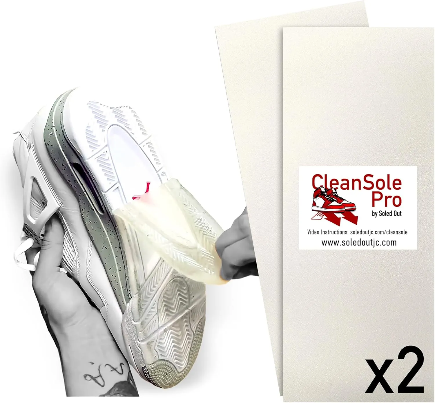 CleanSole Pro (x2 sheets, for Contouring Soles) Protector for Sneakers, High Value Dress Shoes, Heels. Easy to Apply Peel-And-Stick Adhesive Film to Shield, keep Footwear Soles Clean & Scuff-Free